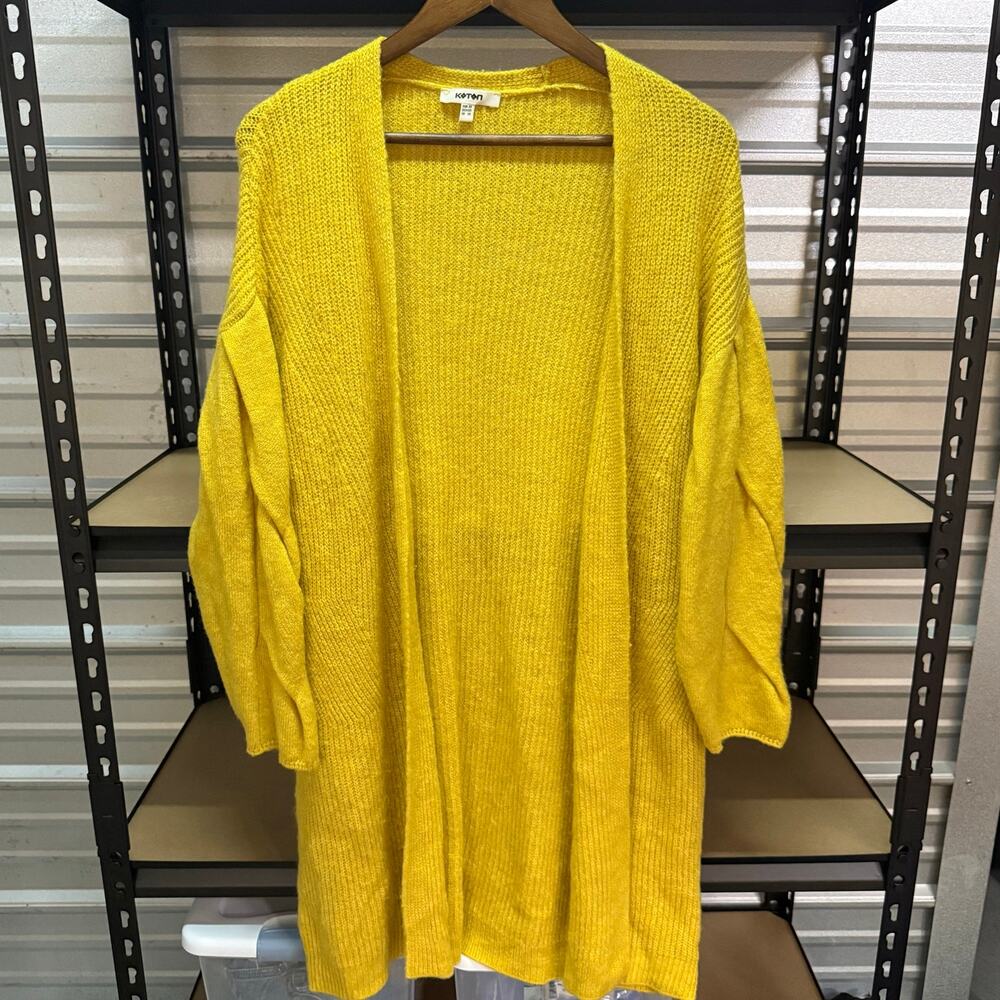 Koton Mustard Yellow Oversized Open Cardigan Womens XS